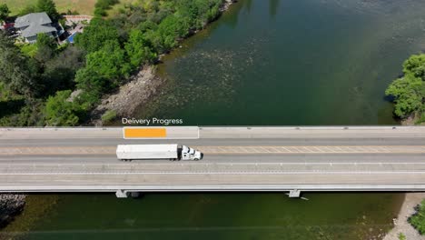 White-truck-driving-across-bridge-with-a-"Delivery-Progress"-loading-bar-appearing-above-it