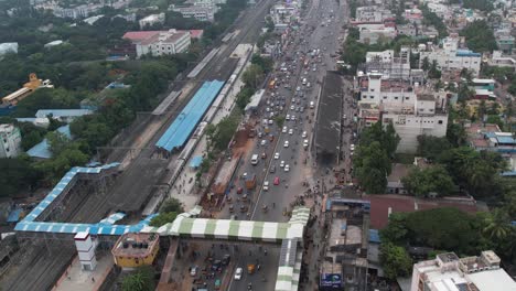 Cinematic-Footage-Of-Chennai-City-Highway-Filled-With-Traffic