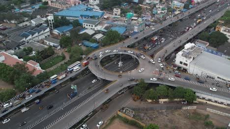 Aerial-Cinematic-Footage-Of-Highway-In-Chennai-City-Flyover
