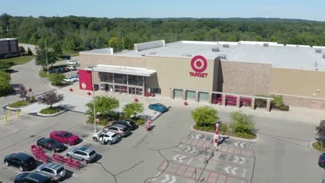 Aerial-Drone-Shot-of-Target-Store-on-Beautiful-Summer-Day