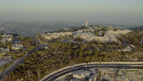 Hebrew-university-campus-mount-Scopus--jerusalem,-Aerial-view