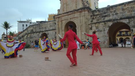 colombia-Caribbean-Sea-traditional-dancer-champeta-perfumed-in-front-of-city-wall