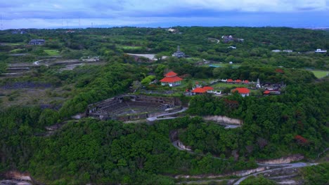 Aerial-View-Of-Historical-Landmarks-Surrounded-With-Dense-Vegetations-In-Bali,-Indonesia