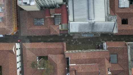 Bogota-Septima-Calle-Carrera-Berühmte-Hauptstraße-Für-Fußgänger-Im-Historischen-Stadtzentrum-Innenstadt-Luftaufnahme-Von-Oben-Nach-Unten