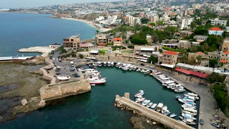 Drone-shot-Byblos-Port-in-Lebanon