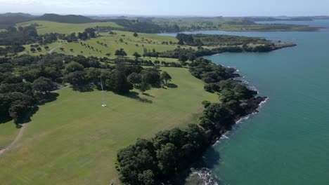 A-drone-shot-taken-on-the-coastline-of-Waitiangi-New-Zealand