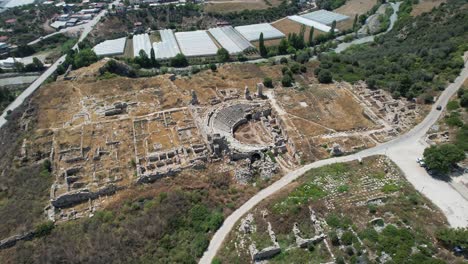 Drone-shot-of-the-Ancient-City-of-Xanthos-Lycian-ruins-in-Türkiye