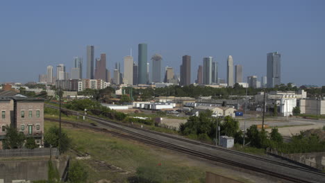 Drone-view-of-the-downtown-Houston-and-surrounding-landscape