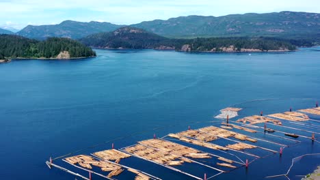Über-Dem-Holz:-Drohnenperspektive-Der-Holzverladestation-In-Campbell-River,-Vancouver-Island