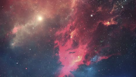 Roter-Nebel-Und-Sterne-Im-Weltraum