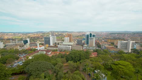 Aerial-View-Of-Downtown-Kampala,-Cultural-And-Economic-Hub-In-The-Capital-City-Of-Uganda