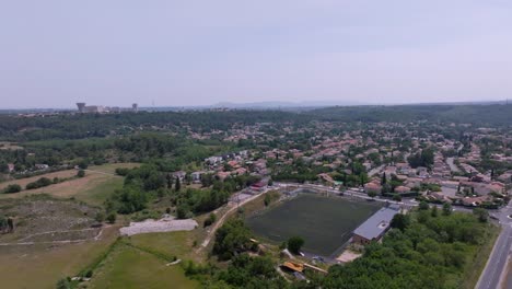 Aerial-shot-of-the-sports-ground-located-near-the-town-of-Travaux-Grabels