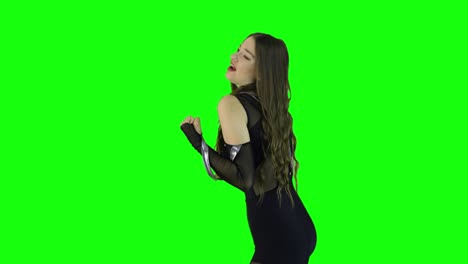 Caucasian-female-model-talking-and-acting-in-front-of-a-green-screen