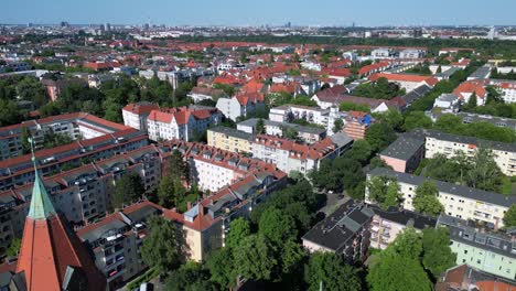 Perfect-aerial-top-view-flight
Lukas-church-city-Berlin-steglitz,-Germany-Summer-day-2023