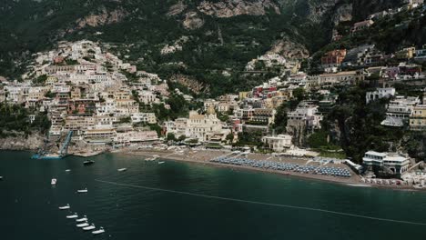 Aerial-view-pulling-away-from-Positano-on-the-coast-of-Italy