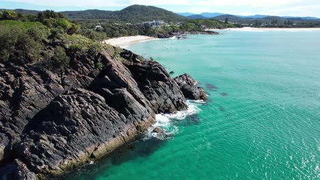 Flying-Over-Norries-Headland-and-Cabarita-Beach,-Tweed-Shire,-Bogangar,-Northern-Rivers,-New-South-Wales,-Australia-Aerial-Shot