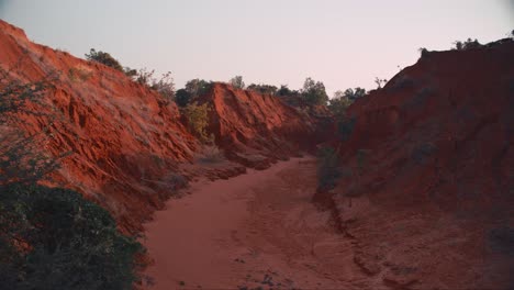 Un-Cañón-Rojo-Excavado-Por-Un-Río-Que-Ahora-Está-Seco