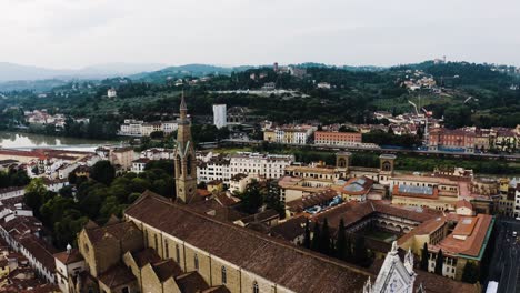 Aerial-view-of-Basilica-of-Santa-Croce-in-Florence,-Italy