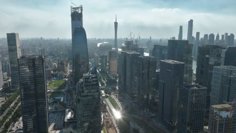 Drone-shot-of-high-rise-construction-in-the-Guangzhou-High-Tech-district-of-China