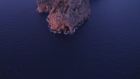 Panorama-view-of-amazing-high-cliffs-at-Cap-Formentor-lighthouse-Mallorca-with-sunrise,-aerial