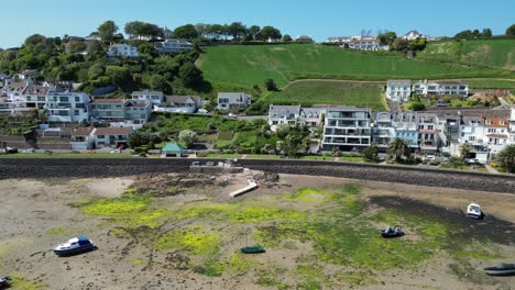 Häuser-Am-Wasser-Gorey-Jersey-Kanalinseln-Drohne,-Luftaufnahme