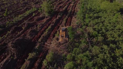 Aerial-drone-shot-of-Soil-Prepartion-machine-preparing-agriculture-land-in-Posadas-of-Misiones-Argentina