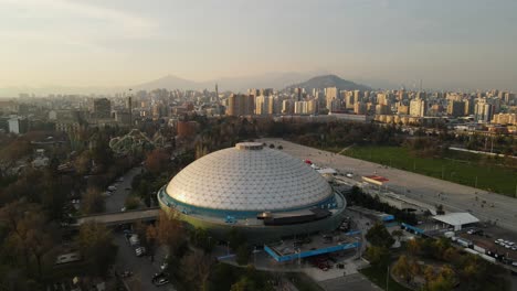 Aerial-shot-of-Movistar-Arena,-Santiago-de-Chile