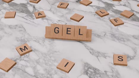 Gel-Wort-Auf-Scrabble