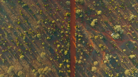 Australian-Outback-Red-Dirt-Tracks-For-Finke-Desert-Race-Championship,-4K-Birdseye-Drone-View