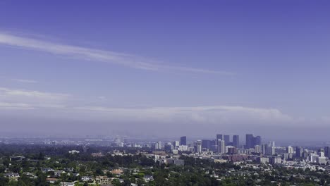 Hermosa-Vista-Panorámica-Izquierda-De-Edificios-Altos-Y-Rascacielos-De-Los-ángeles-California