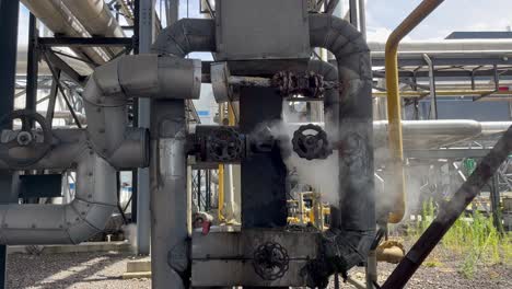 Broken-steam-valve-is-leaking-steam-from-between-its-gasket