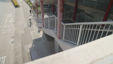 Static-view-from-above-some-stairs-and-people-walking