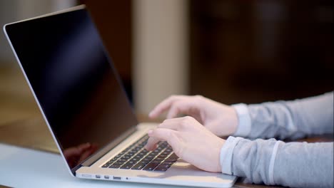 Frau-Tippt-Auf-Einem-Laptop