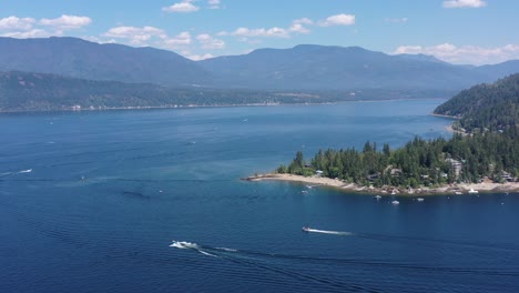Blind-Bay-Adventure:-Aerial-View-of-Speed-Boats-on-Shuswap-Lake