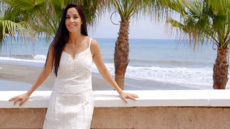 Woman-Looking-into-the-Distance-on-Tropical-Beach