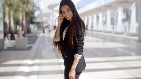 Happy-Beautiful-Business-Woman-Standing-Outdoor