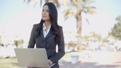 Mujer-De-Negocios-Joven-Que-Trabaja-En-Una-Computadora-Portátil