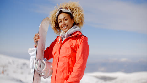 Confident-skier-with-skis-and-gloves-on-hill