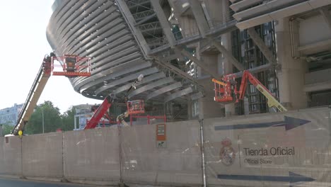 Real-Madrid´s-football-stadium,-Santiago-Bernabeu,-is-seen-going-through-the-last-stage-of-completing-its-new-design-and-full-renovation