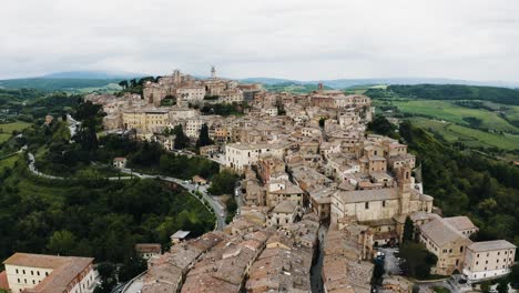 Aerial-view-of-the-ancient-city-of-Montepulciano,-Tuscany-in-Italy