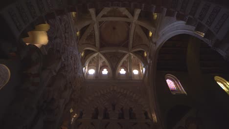 Tilt-down-view-Inside-view-of-Cordoba-mezquita-mosque-cathedral