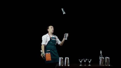 Bartender-juggling-the-objects-bottles-and-shakers
