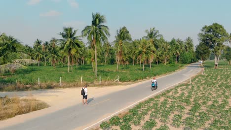 young-girl-rides-along-asphalt-road-among-high-palm-trees
