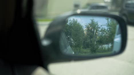 View-in-the-rear-view-mirror-in-the-car