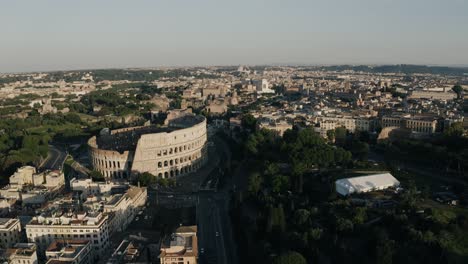 Drone-shot-approaching-Rome's-historic-Colosseum