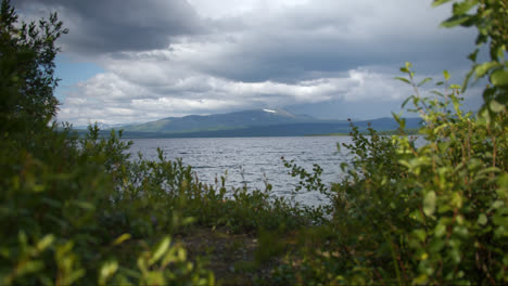 Lakes-and-Fells-of-Scandinavia,-establishing-dolly-shot-of-boreal-landscape