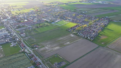 Panorama-Of-Dutch-Villages-And-Polders-In-Klaaswaal-Near-Rotterdam,-Netherlands