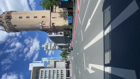 POV-Driving-Past-Frankfurt-Landmarks-On-Sunny-Day