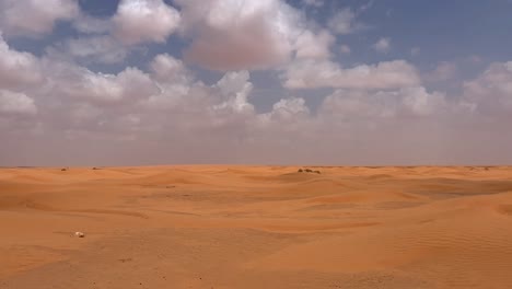 Clouds-shadows-moving-over-Sahara-desert-dunes-surface-on-windy-and-cloudy-day