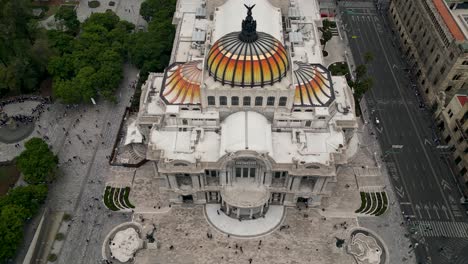 Statische-Ansicht-Von-Oben-Auf-Den-Palacio-De-Bellas-Artes-Im-Historischen-Zentrum-Von-Mexiko-Stadt
